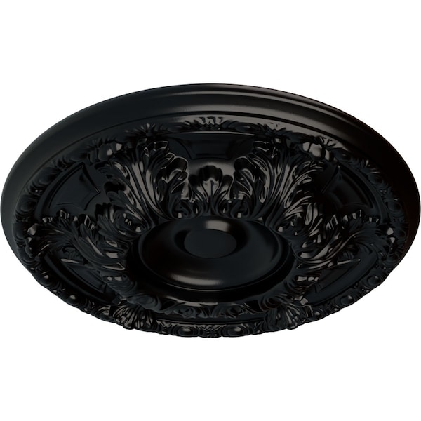 Granada Ceiling Medallion (Fits Canopies Up To 7 1/8), Hand-Painted Jet Black, 19OD X 1 1/2P